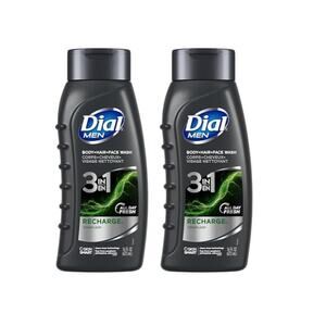 2 Pack Dial Men Body + Hair + Face Wash 3in1 Recharge Cedar Leaf 16 oz